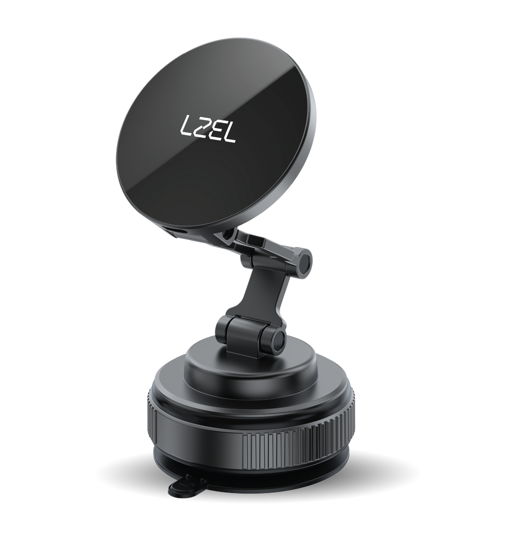 LZEL Mag Vortex Axis Vacuum Suction Phone Holder with Wireless Charging | Black
