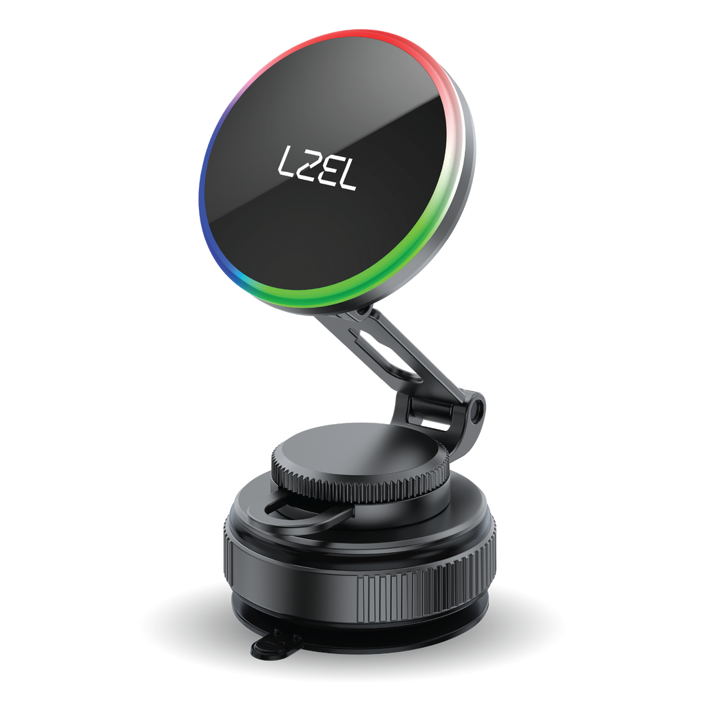LZEL MagVortex Volt Vacuum Suction Phone Holder with Wireless Charging | Black