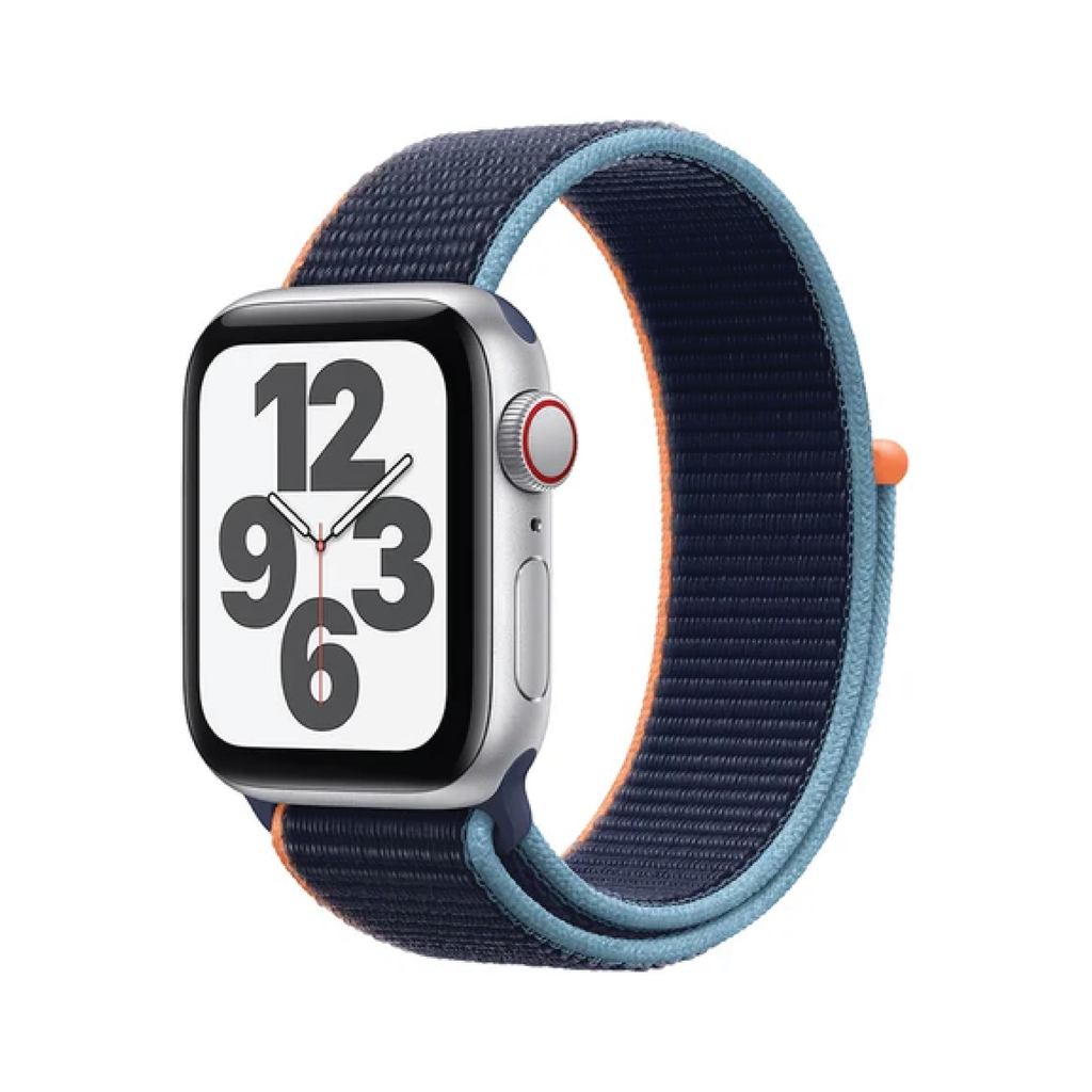 Apple Watch SE GPS + Cellular 44mm Silver Aluminium Case with Deep Navy Sport Loop