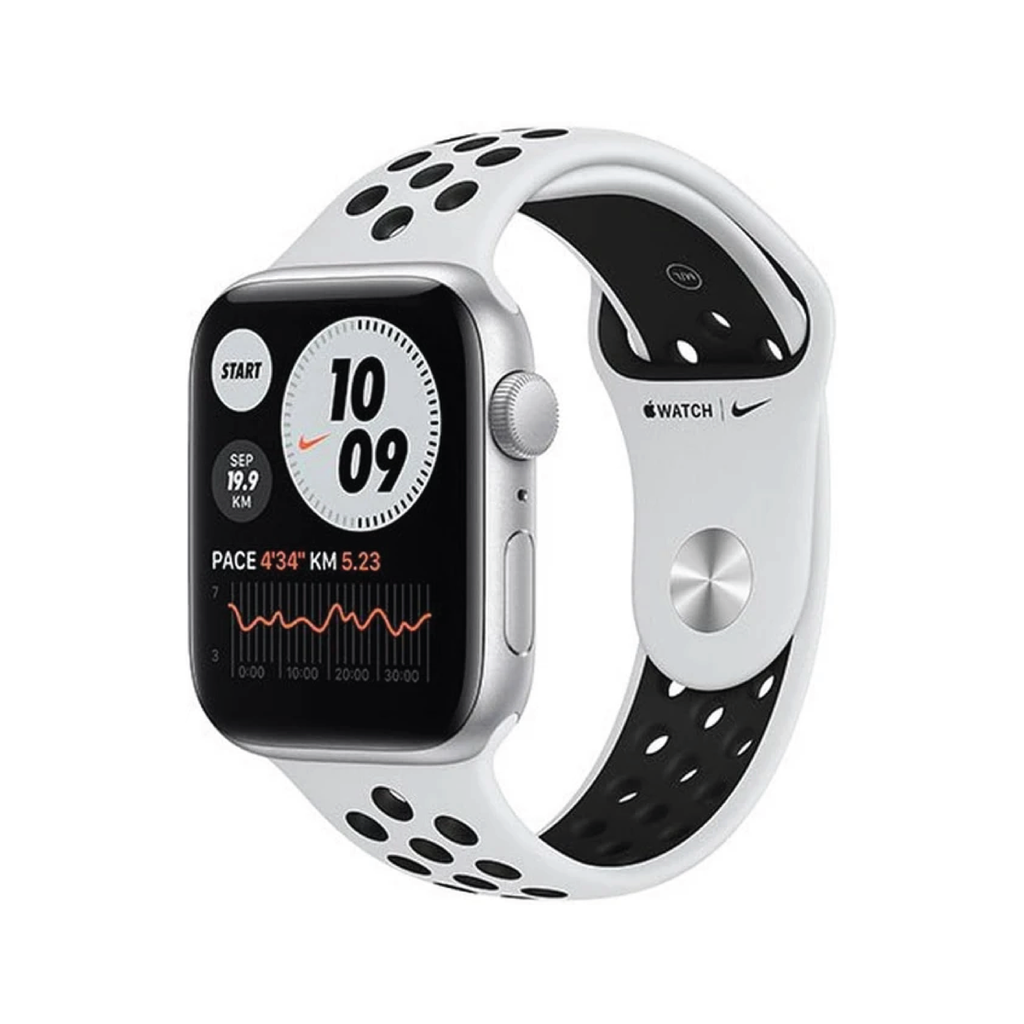 Apple Watch Nike SE GPS, 40mm Silver Aluminium Case with Pure Platinum/Black Nike Sport Band - Regular