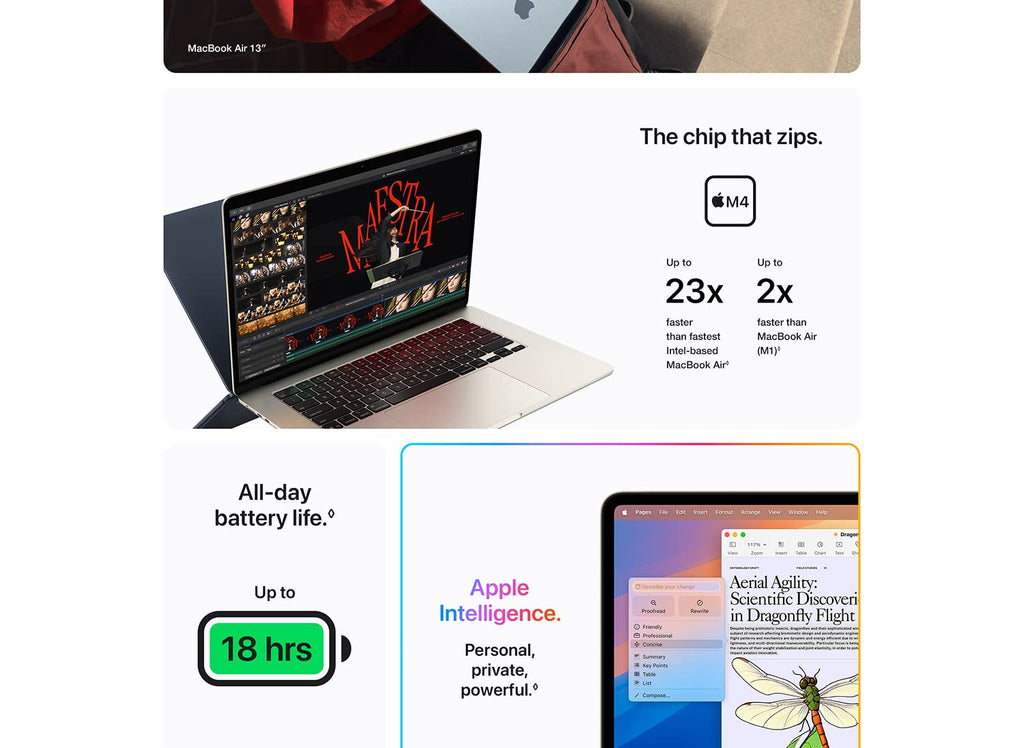 Apple 2025 MacBook Air 13-inch Laptop M4 Chip, 13.6-inch Liquid Retina Display, 16GB Unified Memory, 512GB SSD Storage | Sky Blue