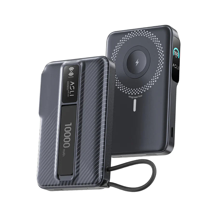 Asli Global Magcrest Flow 5-in-1 Magnetic 10000mAh PD Wireless Power Bank