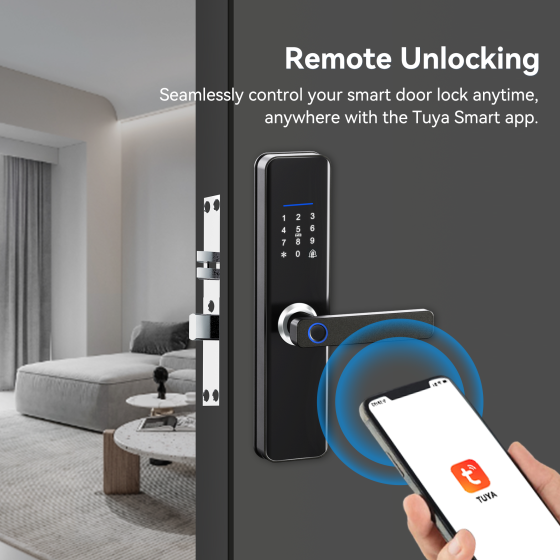 LZEL ZYNTRA Smart Door Lock with Alarm & Tuya App Control | Black