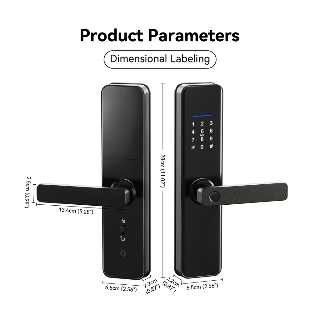 LZEL ZYNTRA Smart Door Lock with Alarm & Tuya App Control | Black
