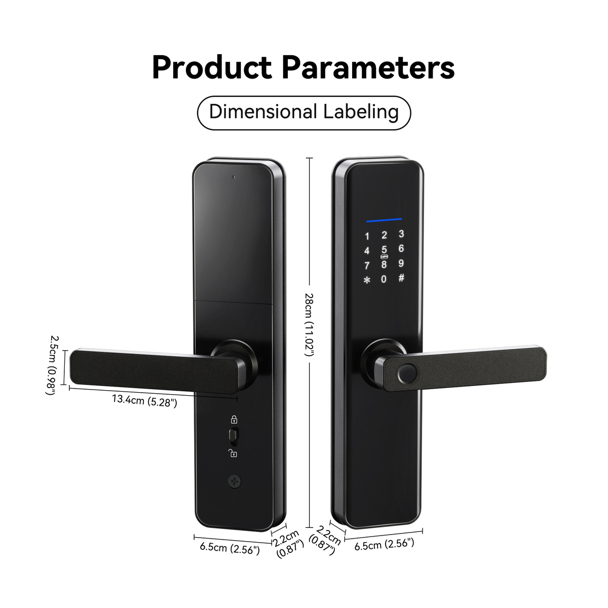 LZEL ZYNTRA Smart Door Lock with Alarm & Tuya App Control | Black