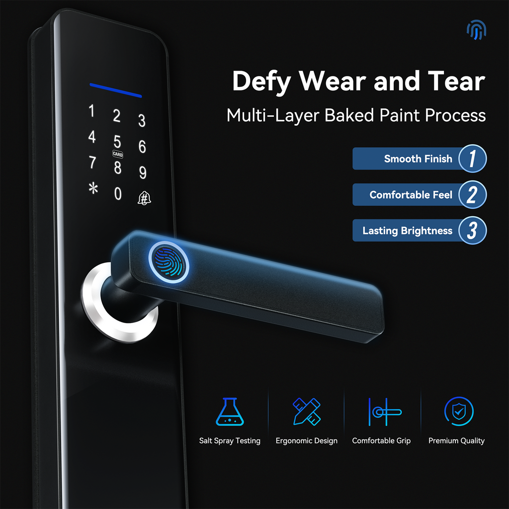 LZEL ZYNTRA Smart Door Lock with Alarm & Tuya App Control | Black