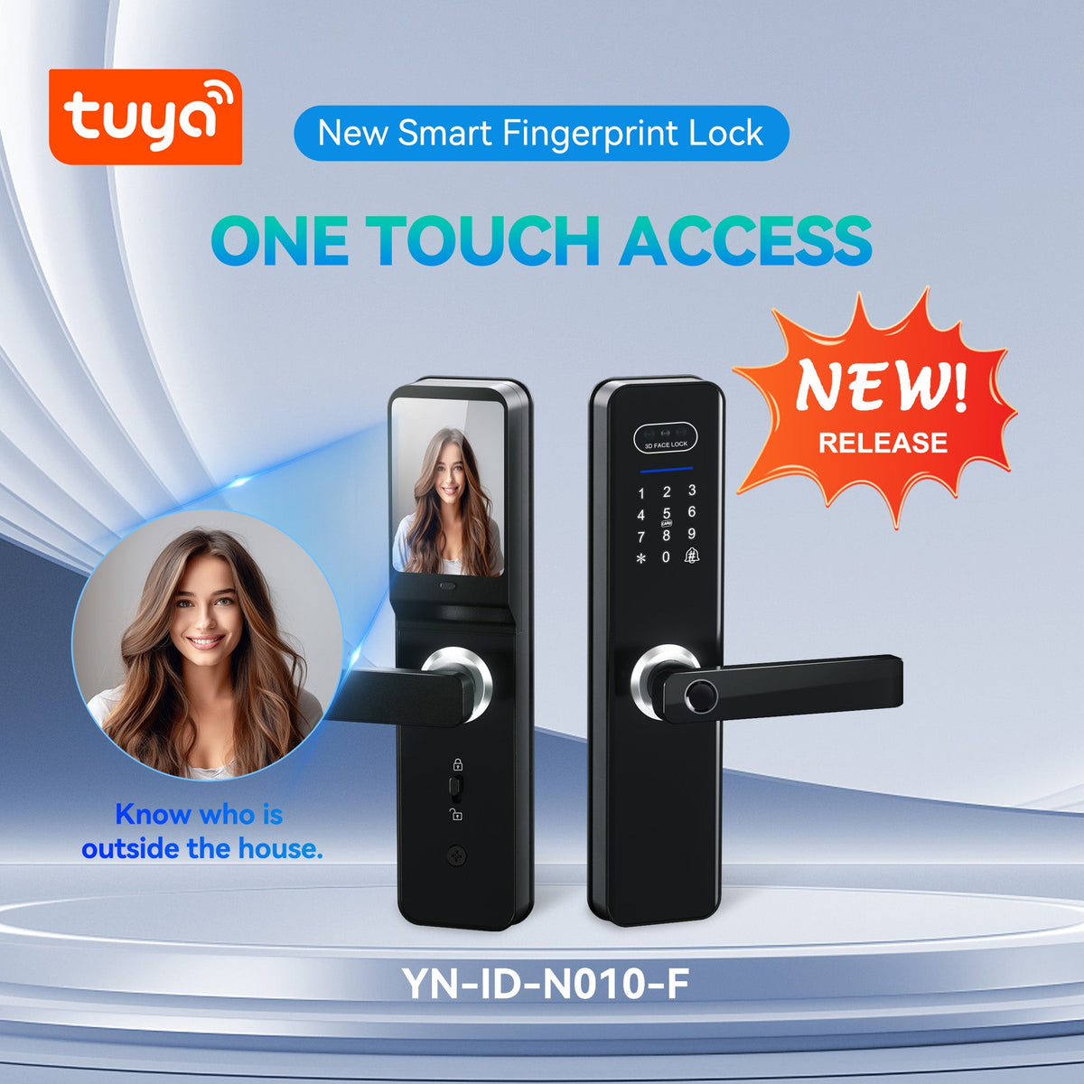 LZEL Smart Door Lock ZSN010 | 3D Facial Recognition, Fingerprint, Password, IC Card & Remote Unlock