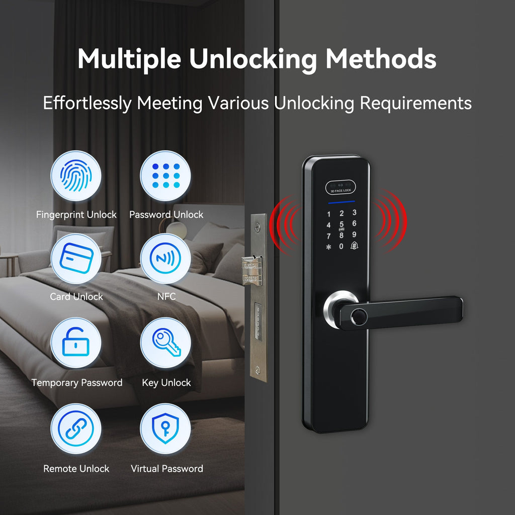 LZEL Smart Door Lock ZSN010 | 3D Facial Recognition, Fingerprint, Password, IC Card & Remote Unlock