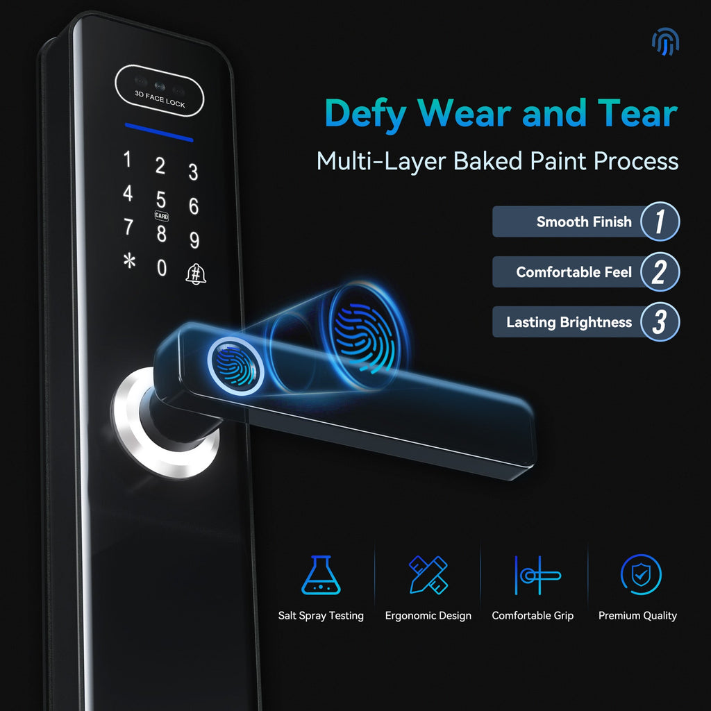 LZEL Smart Door Lock ZSN010 | 3D Facial Recognition, Fingerprint, Password, IC Card & Remote Unlock