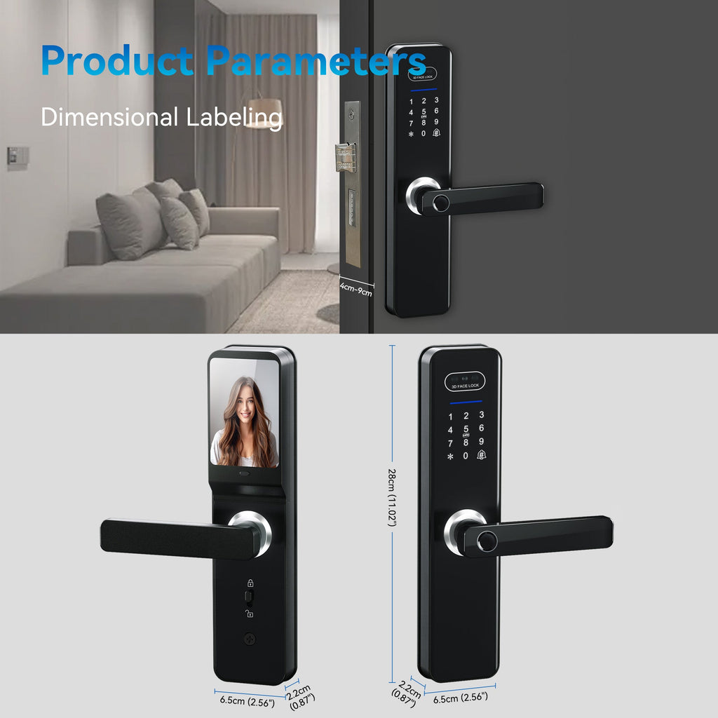 LZEL Smart Door Lock ZSN010 | 3D Facial Recognition, Fingerprint, Password, IC Card & Remote Unlock