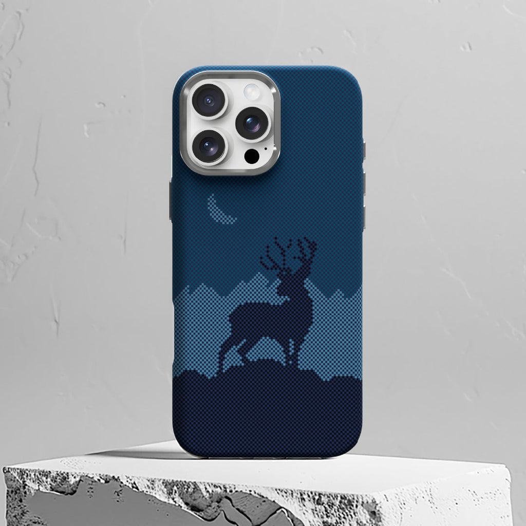 LZEL MagCarbon Deer Cover for iPhone 16 Pro Max | Navy Deer