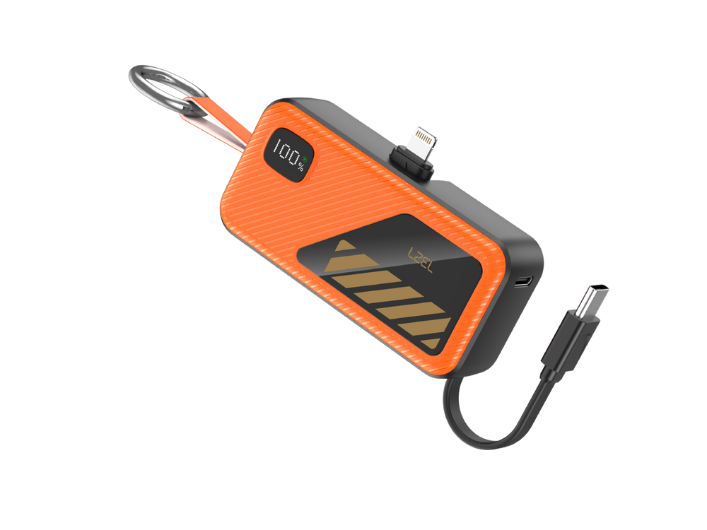 LZEL NanoFlux Charger Mini – 5,000mAh PD Lightning Power Bank with Built-in Type-C Cable