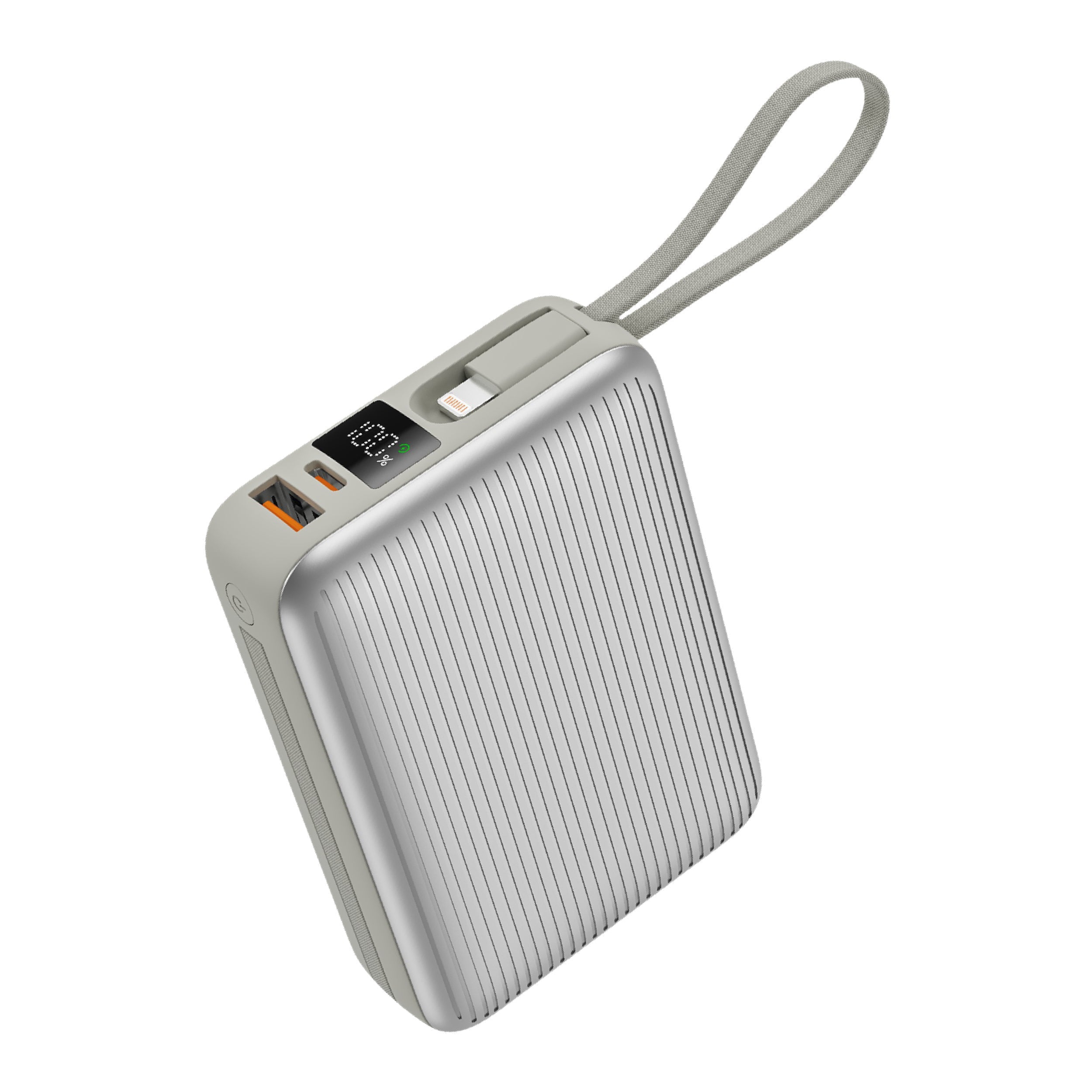LZEL Neurode Sync - 20,000mAh PD Mini Power Bank 22.5W with Built-in Cable | Silver