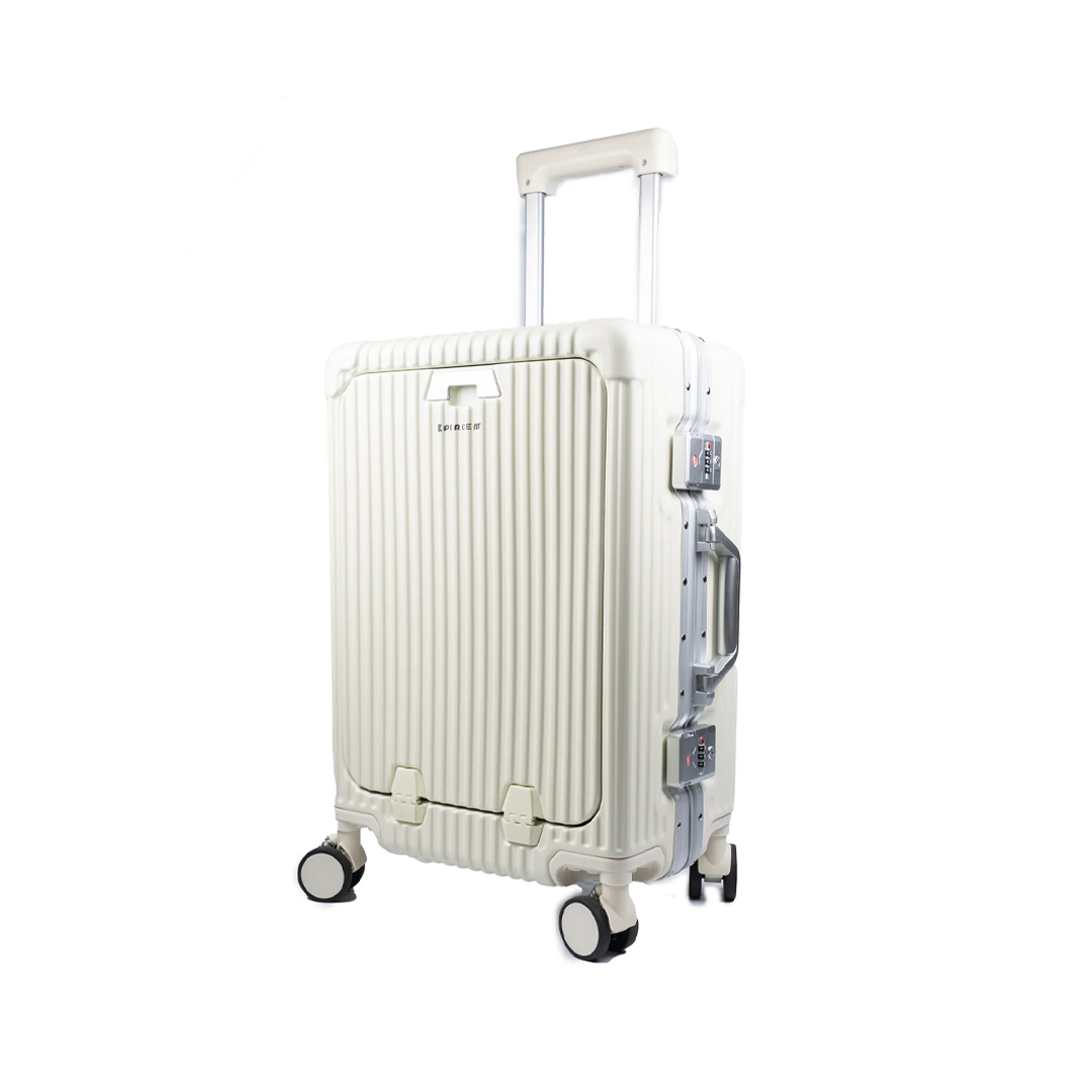 90 Percent 4 Wheels ABS Aluminum Frame 20 Inch Suitcase | White