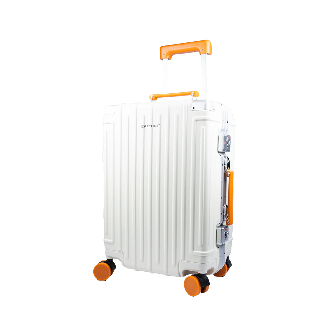 90 Percent 4 Wheels ABS Aluminum Frame 20 Inch Suitcase | White