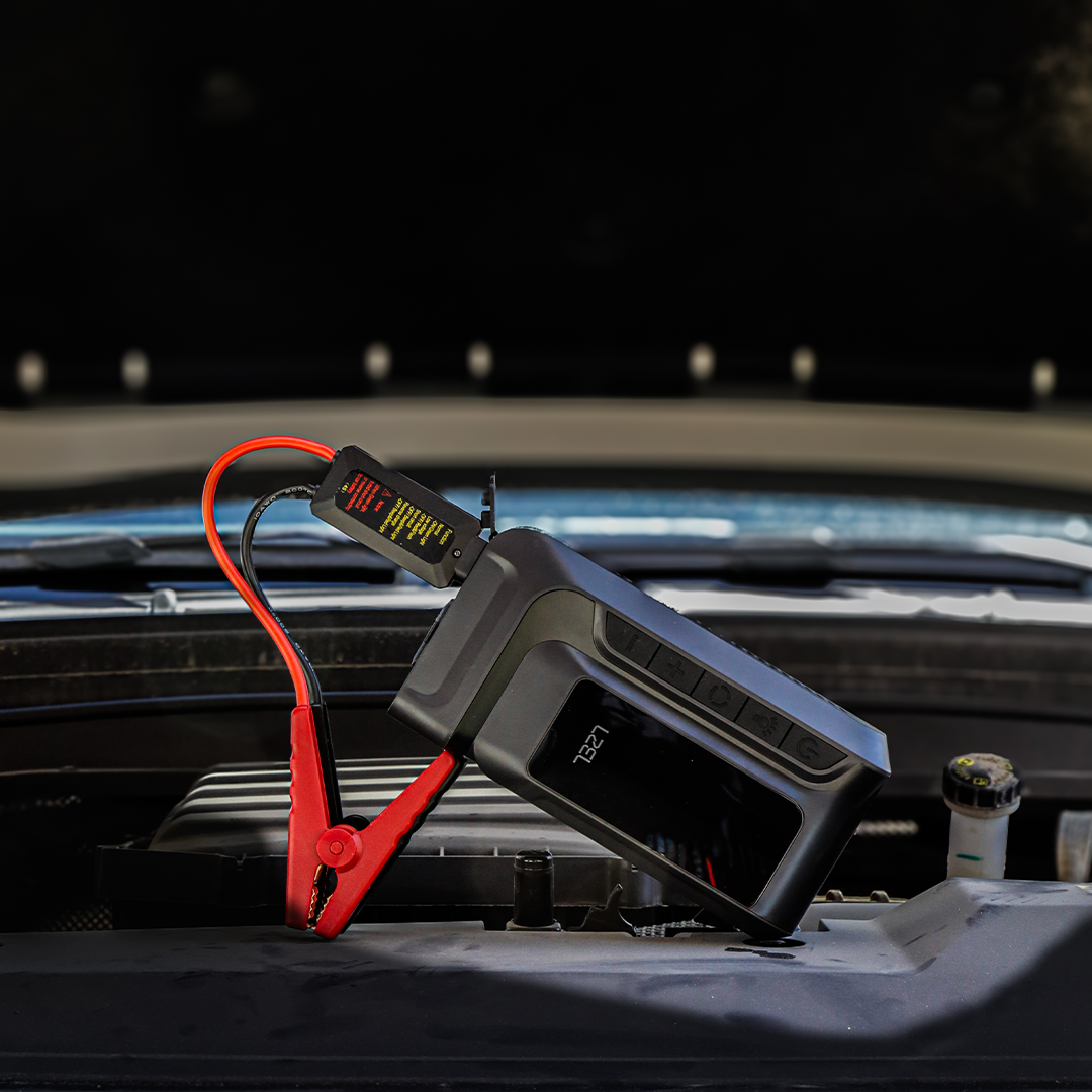 LZEL EnergizeIgnite Air 12000mAh 12V Car Jump Starter with LED Flashlight & Tire Inflator | Gray/Black
