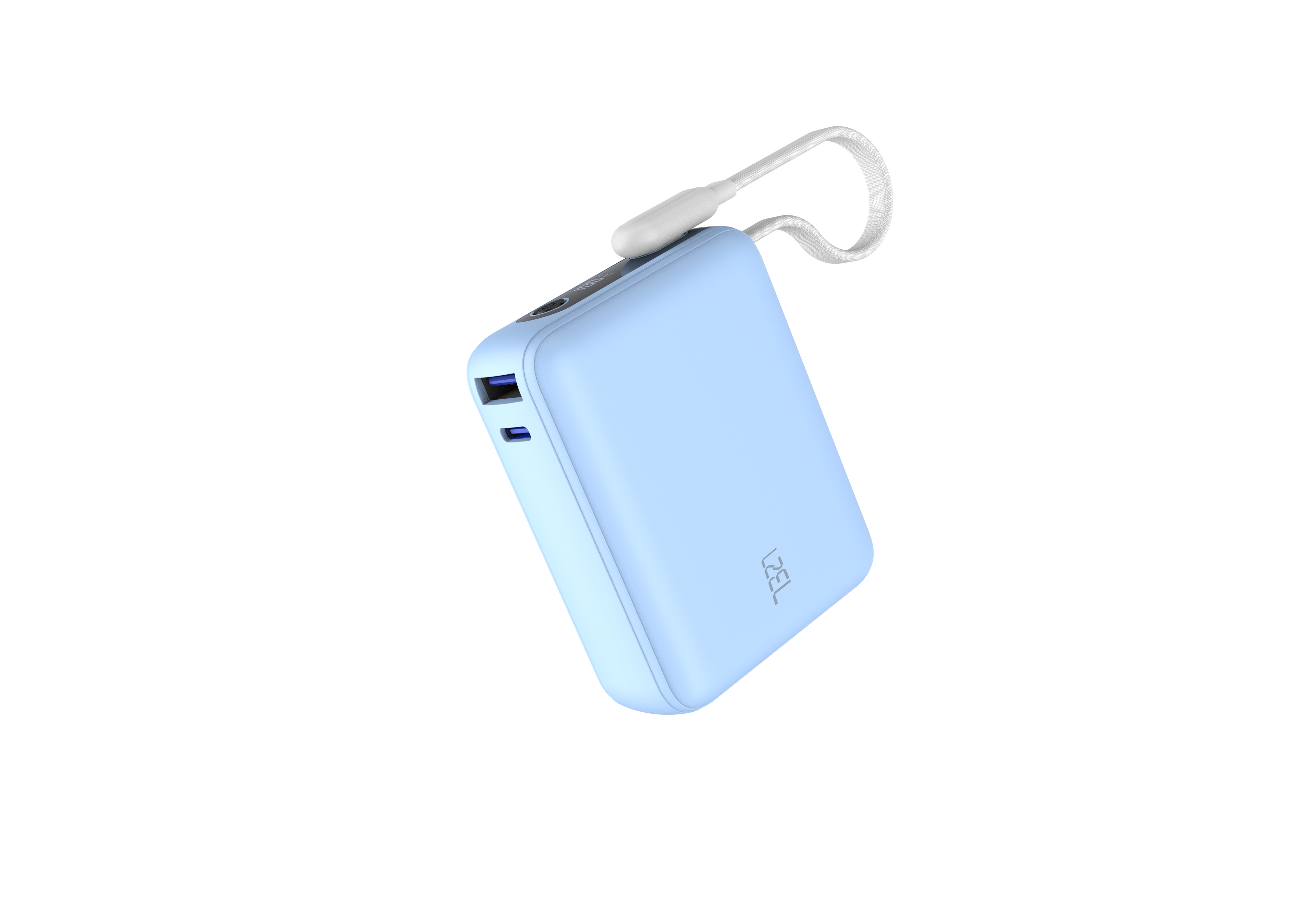 LZEL PrimeBrio 10K Mini PD Power Bank – 10000mAh, 30W, Built-in Type-C Cable | Light Blue