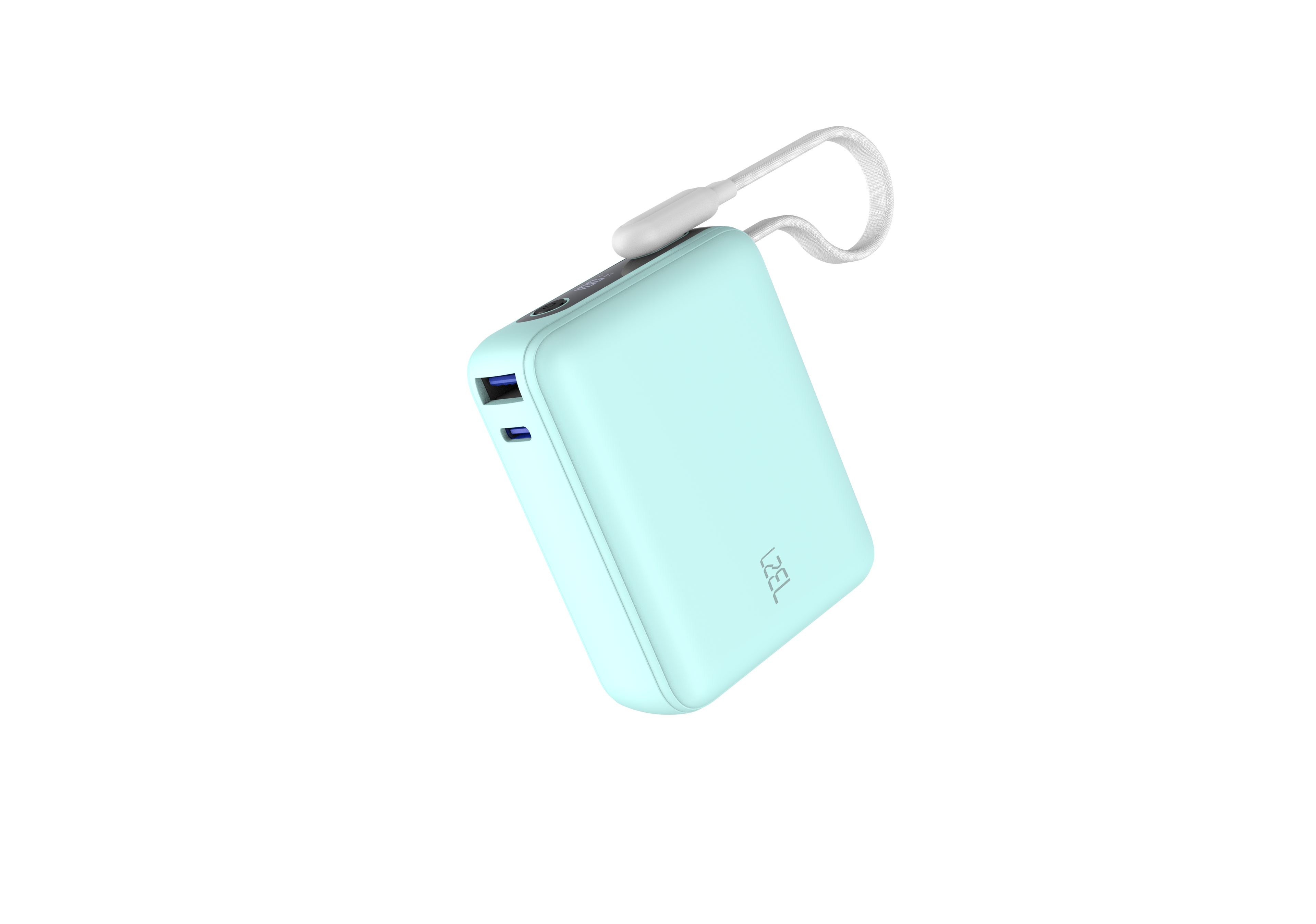LZEL PrimeBrio 10K Mini PD Power Bank – 10000mAh, 30W, Built-in Type-C Cable | Light Green