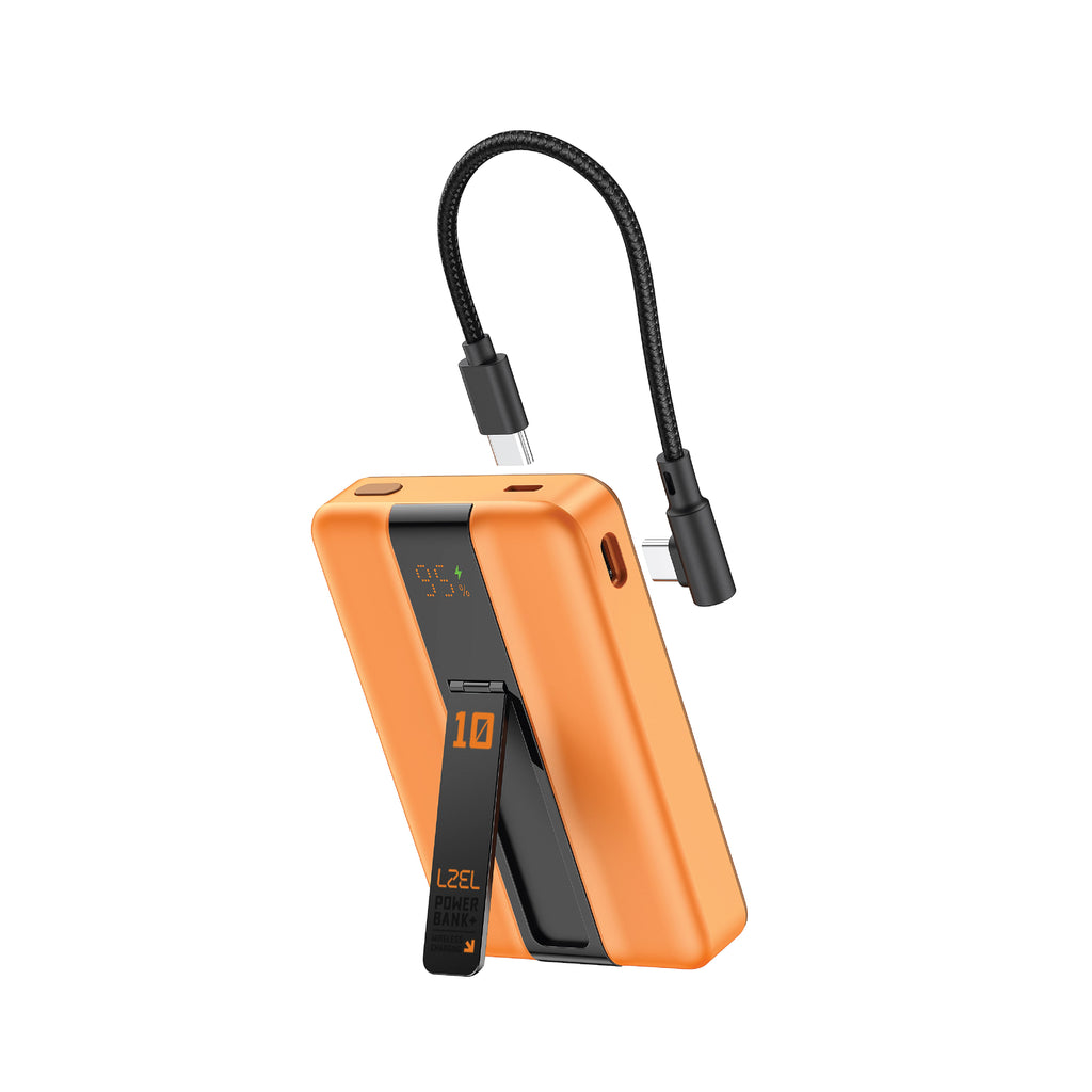 LZEL ZenoFlex MaxCharge 10000mAh Wireless Charging Power Bank â€“ 20W Wired Output / 18W Input (15W Wireless) | Orange