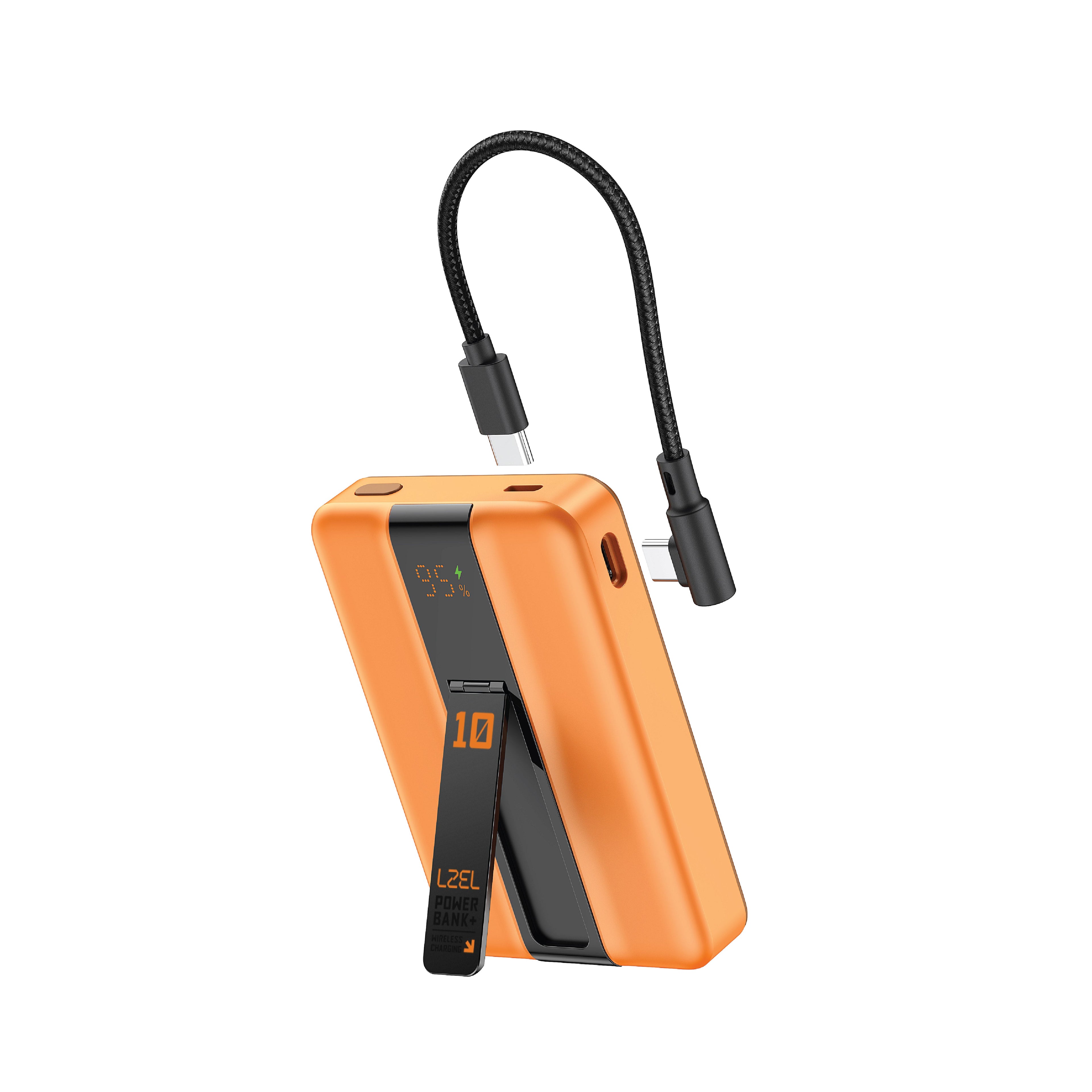 LZEL ZenoFlex MaxCharge 10000mAh Wireless Charging Power Bank â€“ 20W Wired Output / 18W Input (15W Wireless) | Orange