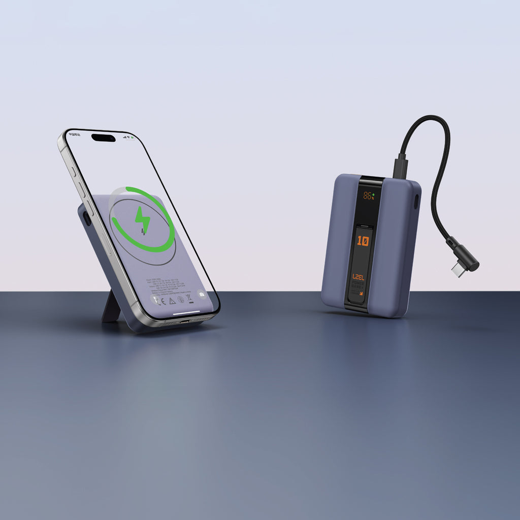 LZEL ZenoFlex MaxCharge 10000mAh Wireless Charging Power Bank â€“ 20W Wired Output / 18W Input (15W Wireless) | Navy Blue