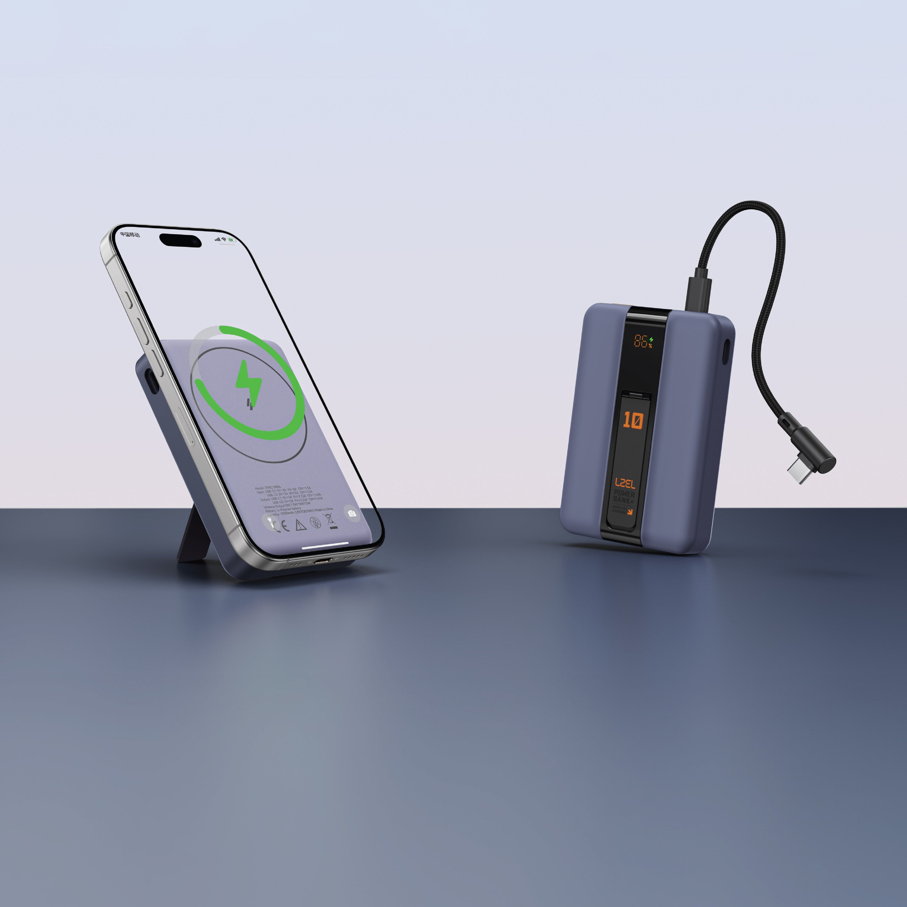 LZEL ZenoFlex MaxCharge 10000mAh Wireless Charging Power Bank â€“ 20W Wired Output / 18W Input (15W Wireless) | Navy Blue