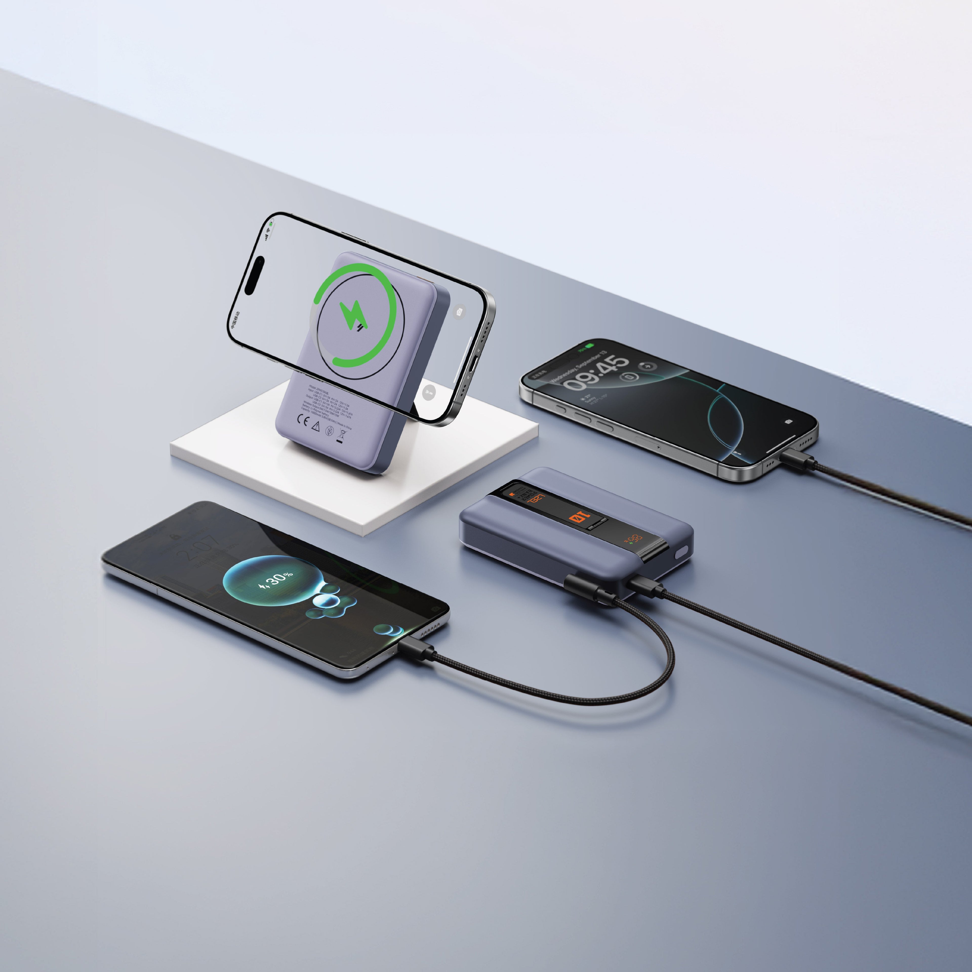 LZEL ZenoFlex MaxCharge 10000mAh Wireless Charging Power Bank â€“ 20W Wired Output / 18W Input (15W Wireless) | Navy Blue