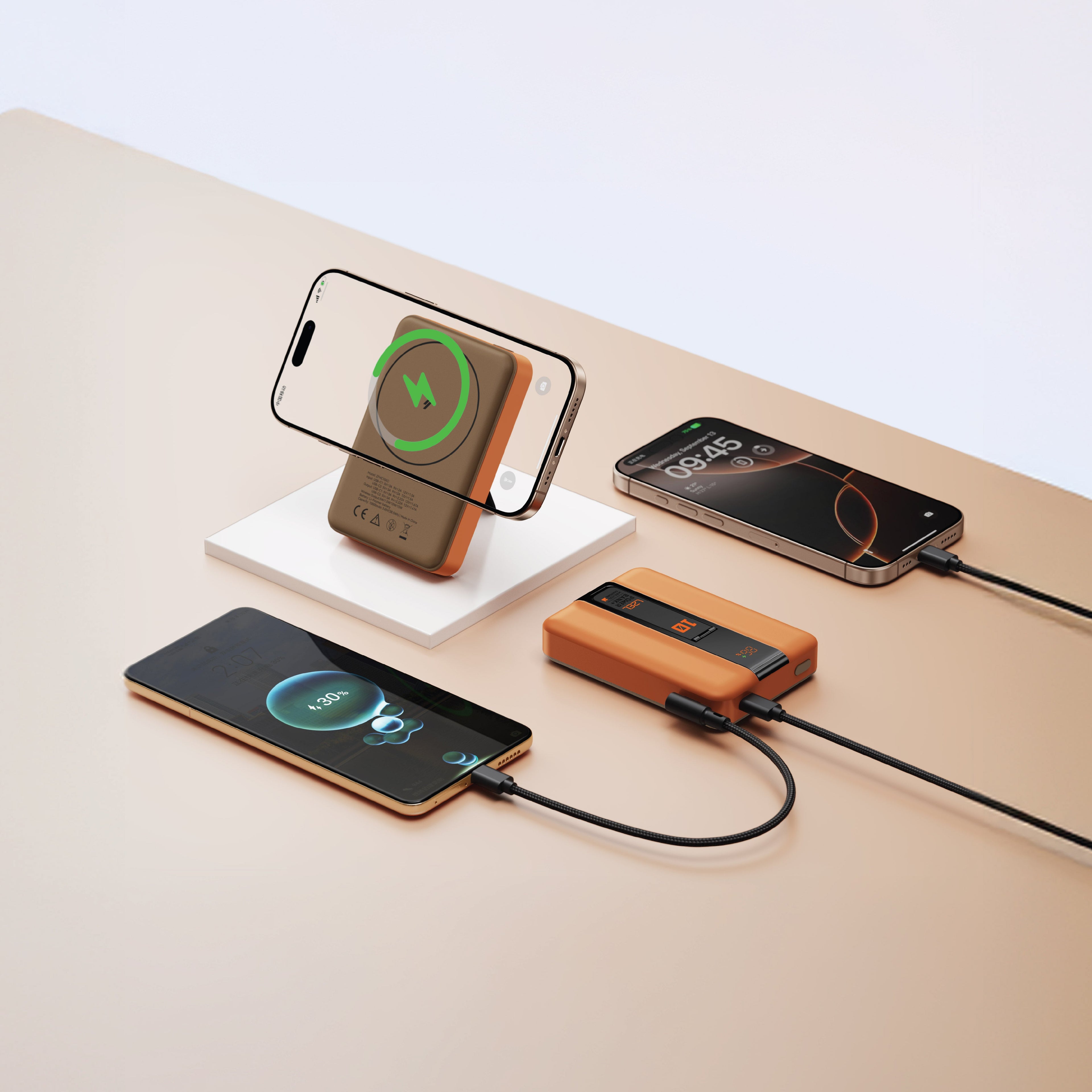 LZEL ZenoFlex MaxCharge 10000mAh Wireless Charging Power Bank â€“ 20W Wired Output / 18W Input (15W Wireless) | Orange