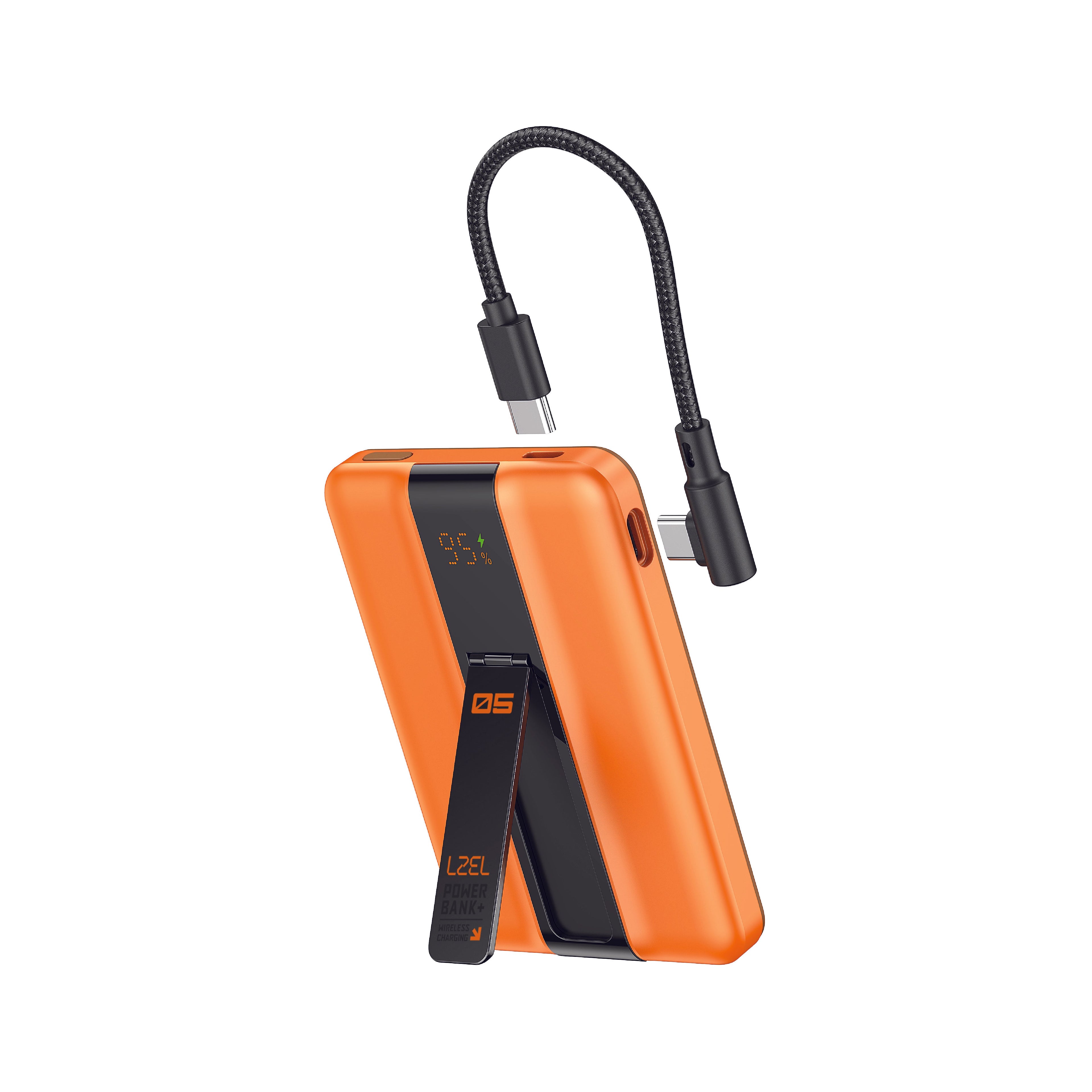 LZEL ZenoFlex MaxCharge 5000mAh Wireless Charging Power Bank â€“ 20W Wired Output / 18W Input (15W Wireless) | Orange