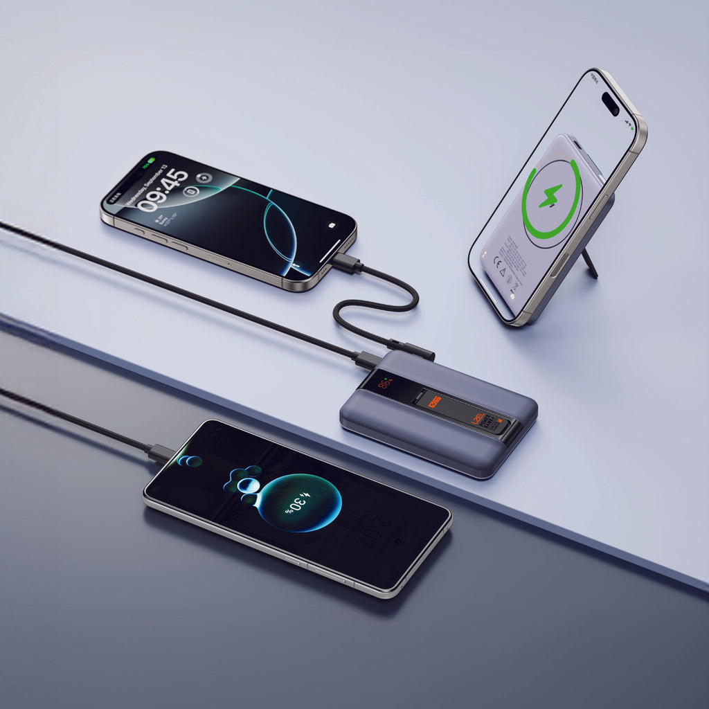LZEL ZenoFlex MaxCharge 5000mAh Wireless Charging Power Bank â€“ 20W Wired Output / 18W Input (15W Wireless) | Navy Blue