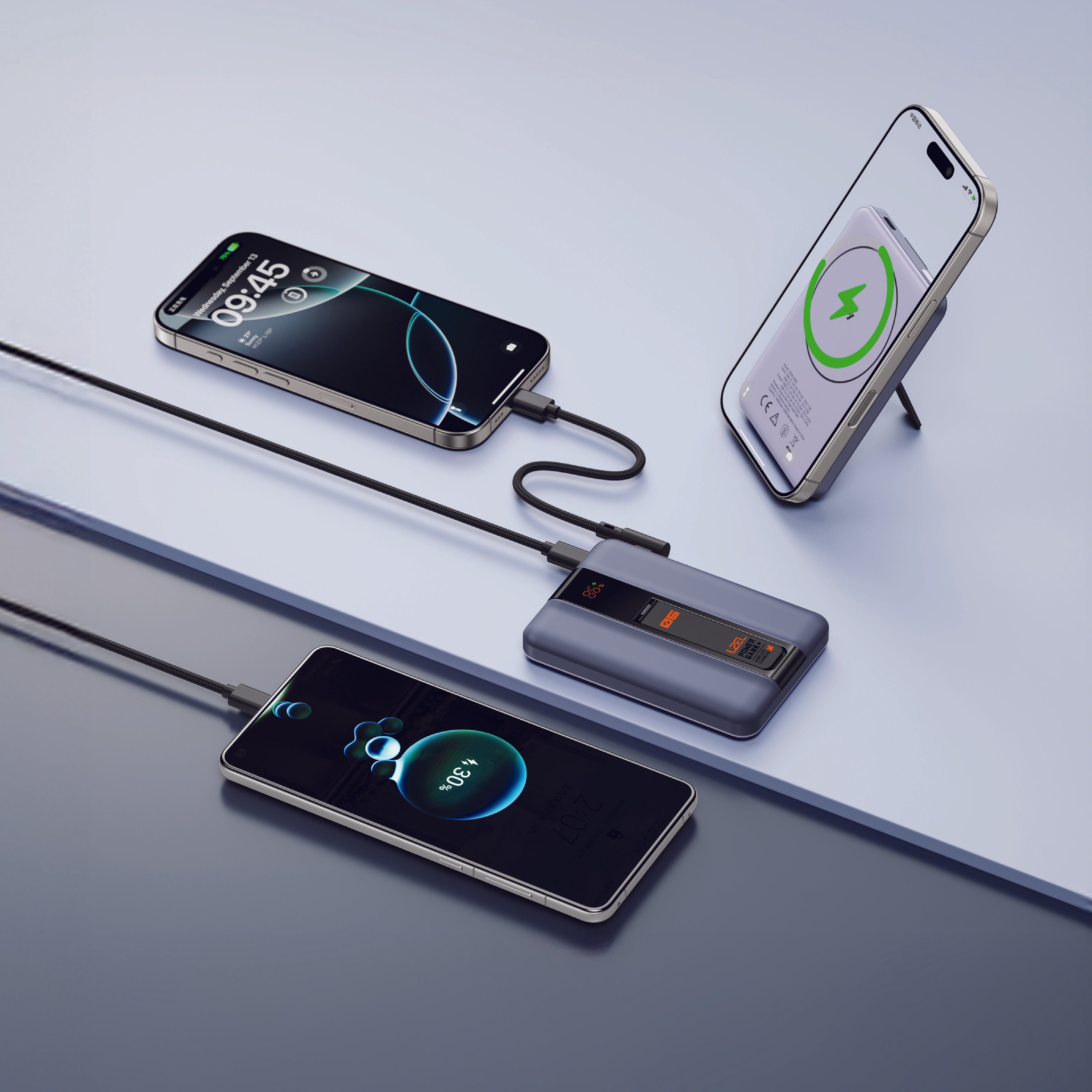 LZEL ZenoFlex MaxCharge 5000mAh Wireless Charging Power Bank â€“ 20W Wired Output / 18W Input (15W Wireless) | Navy Blue