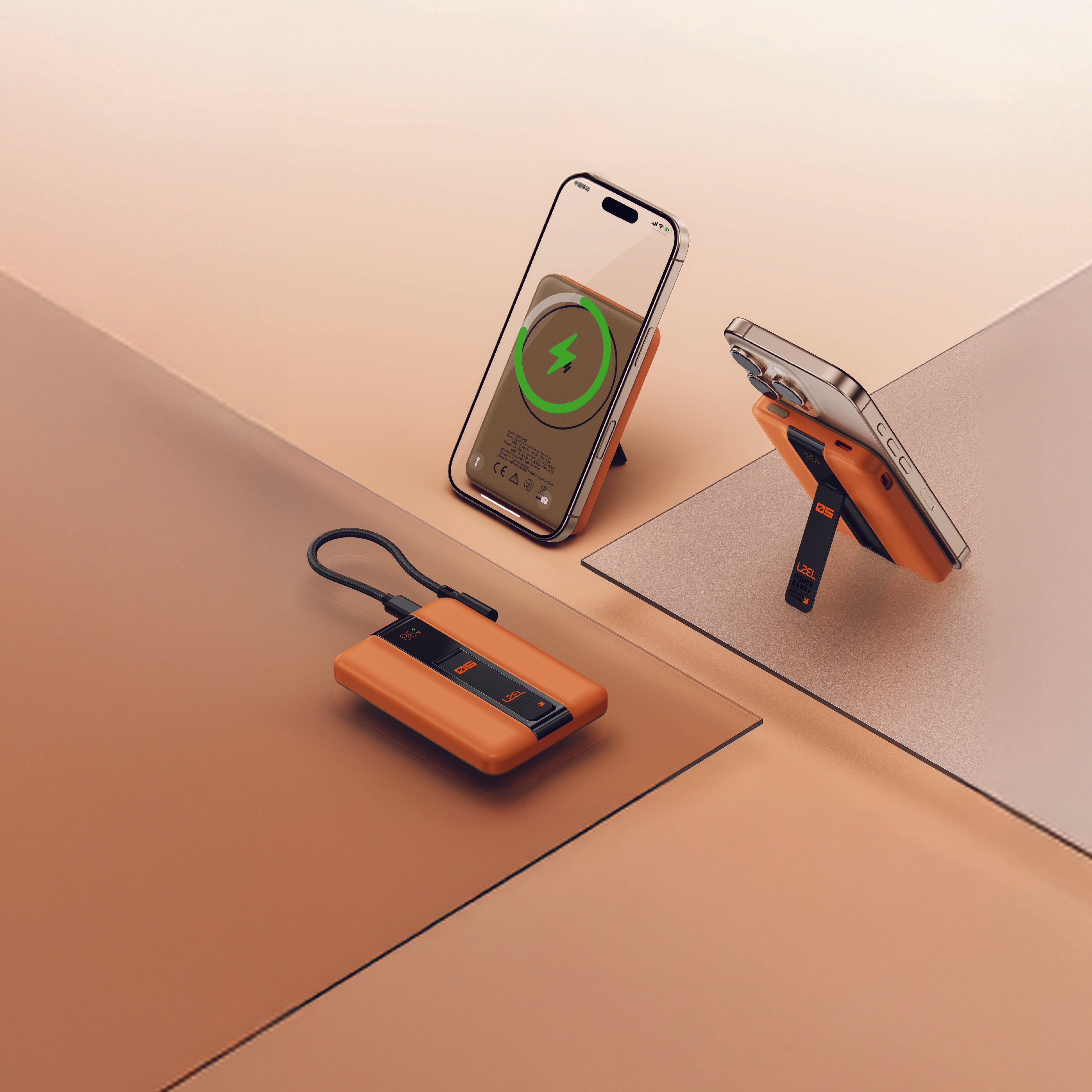 LZEL ZenoFlex MaxCharge 5000mAh Wireless Charging Power Bank â€“ 20W Wired Output / 18W Input (15W Wireless) | Orange