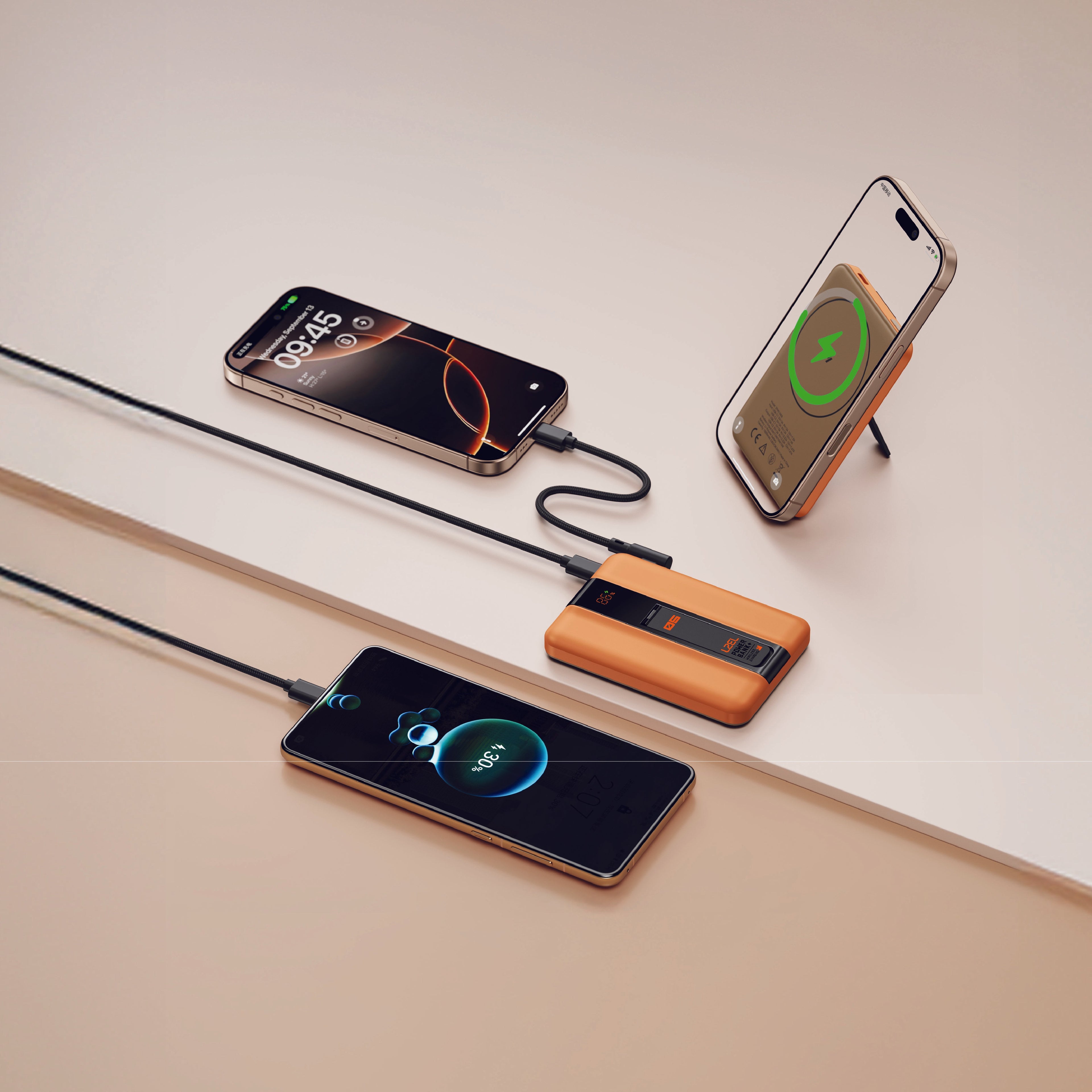 LZEL ZenoFlex MaxCharge 5000mAh Wireless Charging Power Bank â€“ 20W Wired Output / 18W Input (15W Wireless) | Orange