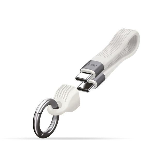 Asli Global PowerWire Key Flex PD 240W (40g 8k) USB-C  4.0 To USB-C Keychain 13cm Cable White