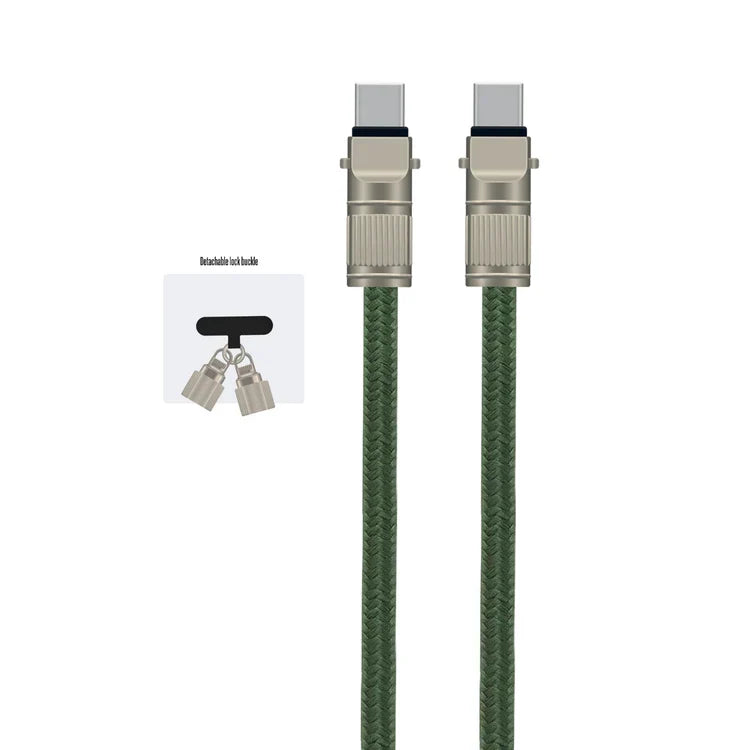 Asli Global USB-C to USB-C Zinc Alloy Braided 65W Lanyard Cable 1.2M