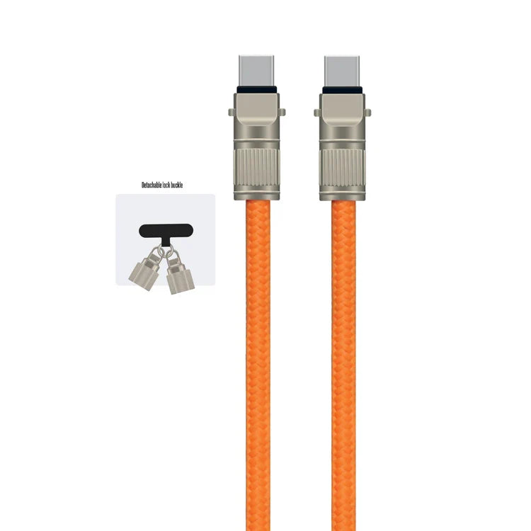 Asli Global USB-C to USB-C Zinc Alloy Braided 65W Lanyard Cable 1.2M