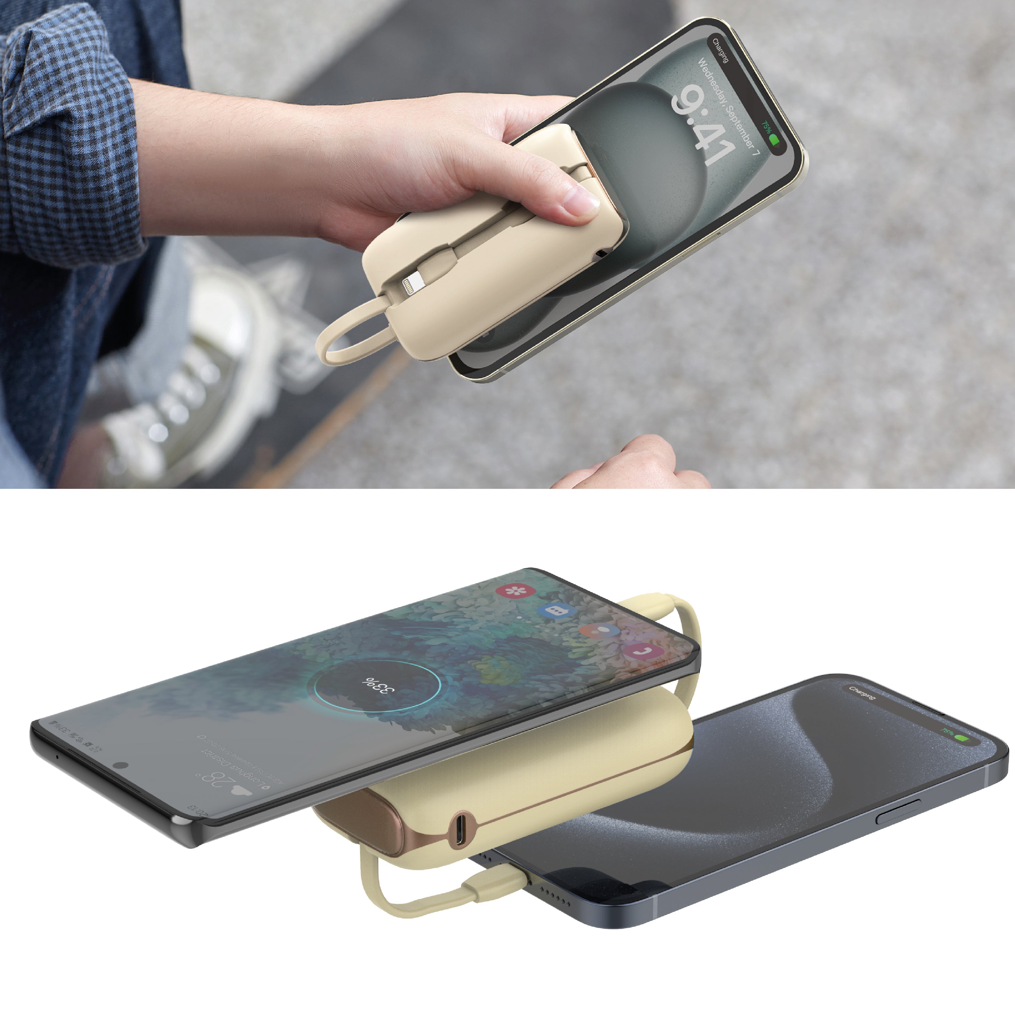 LZEL Quadra Energia X Station 10000mAh Charging Station Built In Cable Lightning And Type-C | Yellow