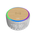 LZEL SonicGlow Horizon  Wake Multifunctional Speaker – Alarm Clock & Wireless Charging Dock | Bamboo/Gray