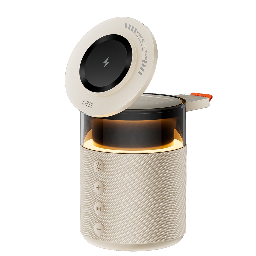 LZEL SonicGlow Pulse – Wireless Charger & Bluetooth Speaker | Gold