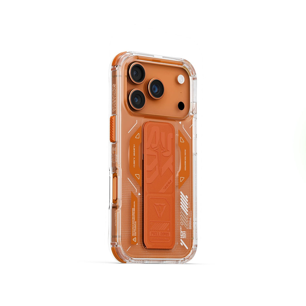 SKINARMA Helio Magâ€‘Charge + Gripâ€‘Stand Case for iPhone 17 Pro Max | Orange