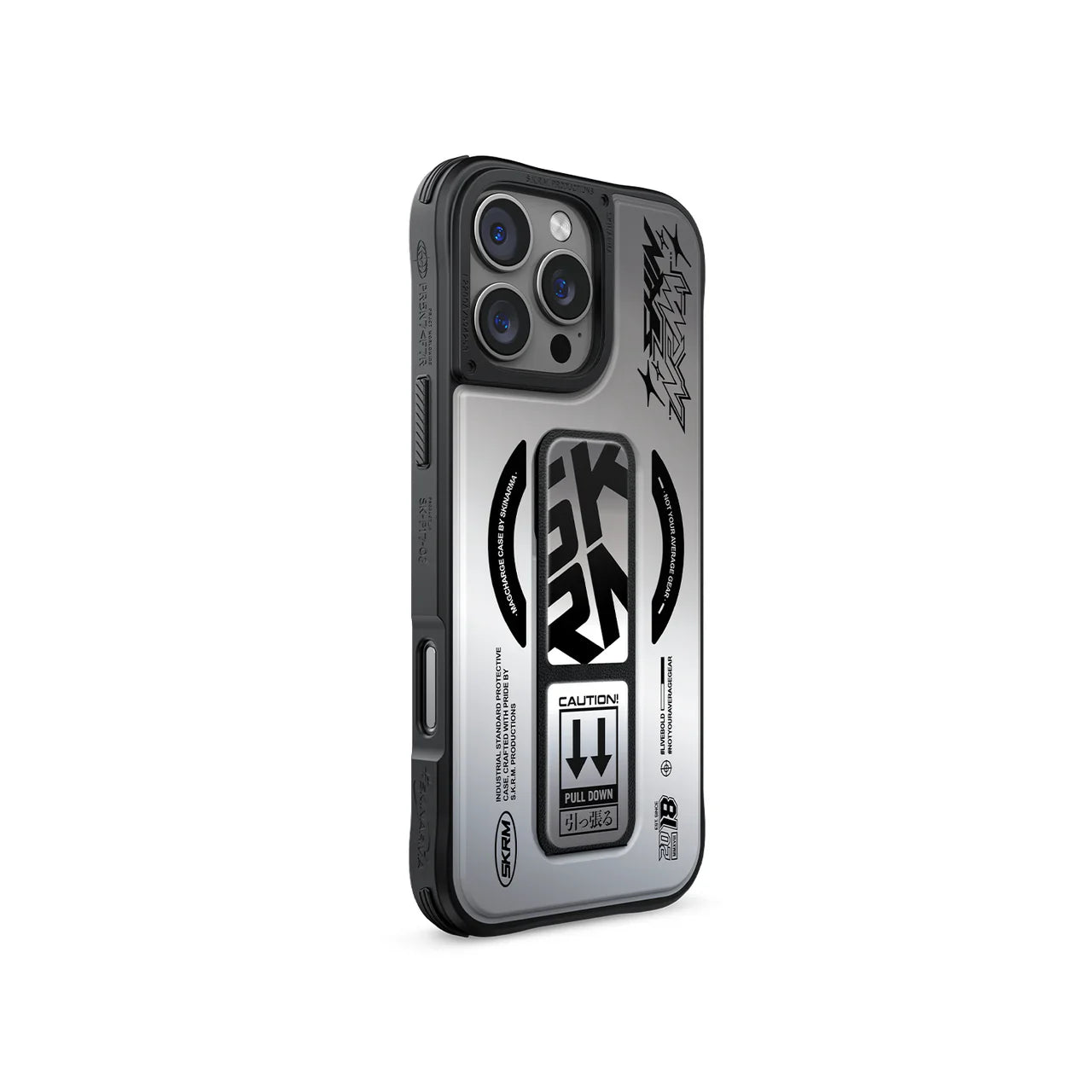SkinArma iPhone 16 Pro Kira Kobai MagSafe Case With Grip Stand Chrome