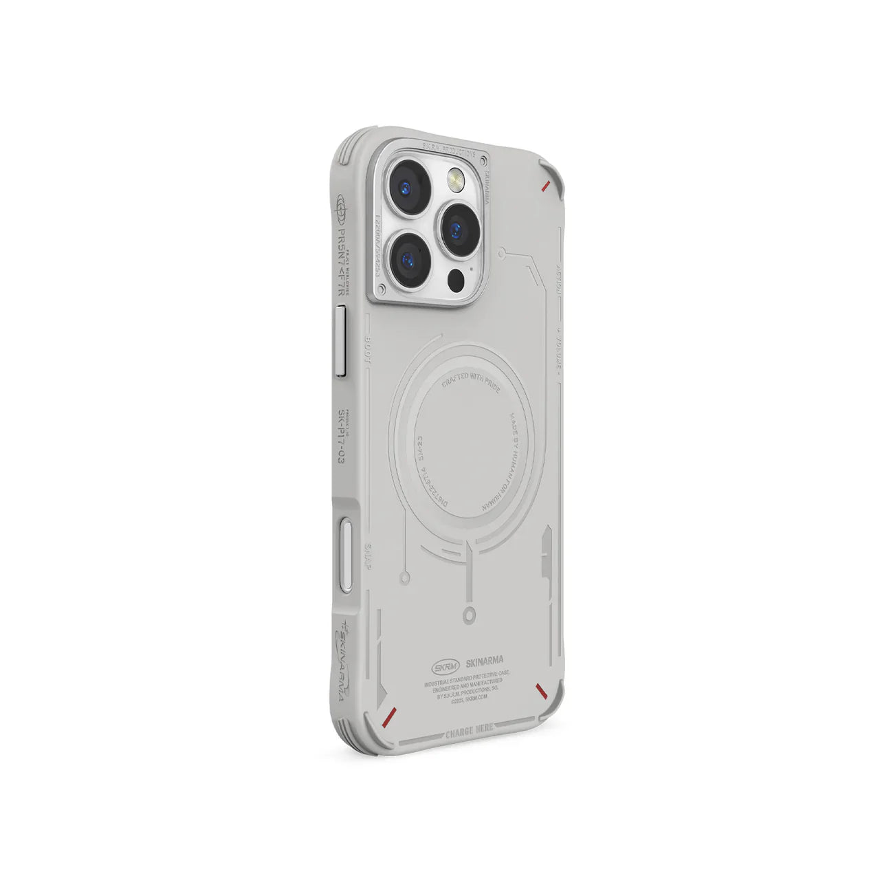 SkinArma iPhone 16 Pro Mecha MagSafe Case | Light Grey