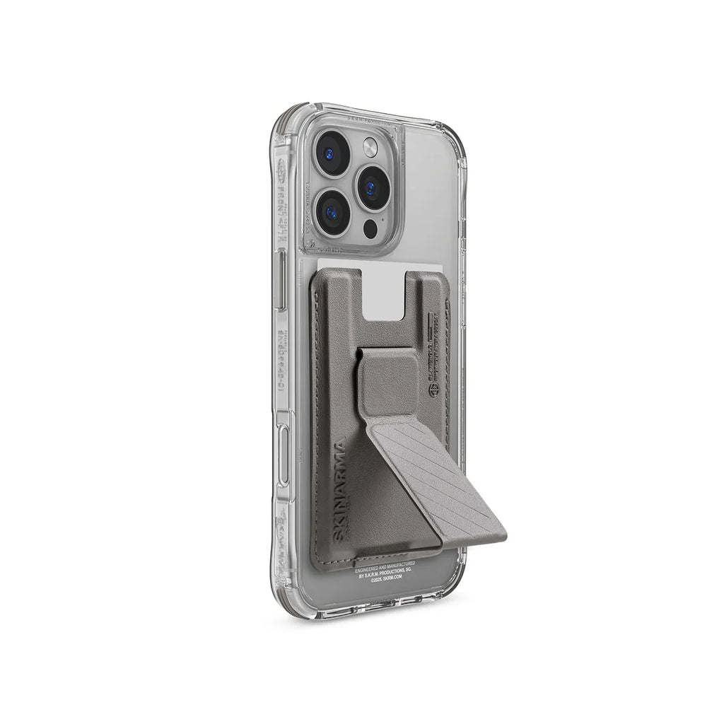 SkinArma iPhone 16 Pro Max Bundle Saido Kado Mag-Charge Card Holder + Saido MagSafe Case Titanium
