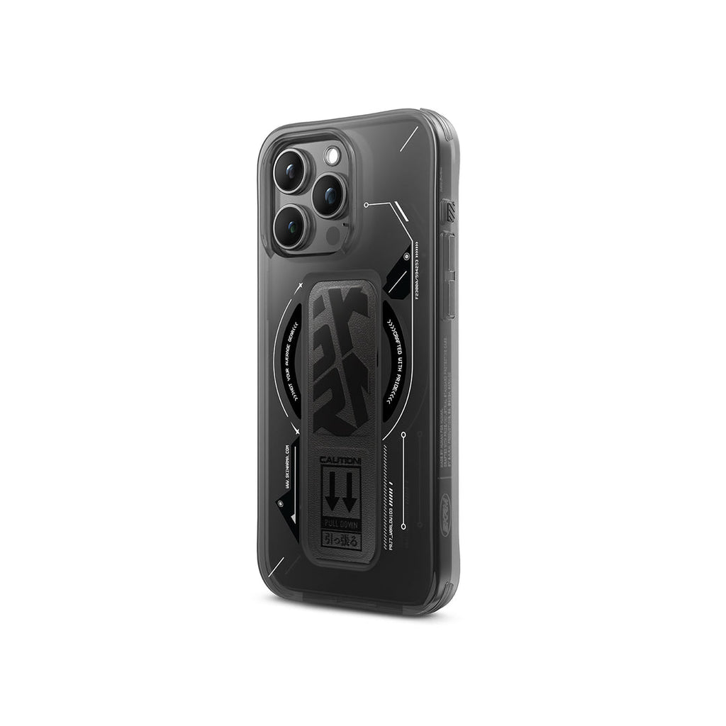 SkinArma Helio Clear Case MagSafe With GripStand For iPhone 15 Pro | Black