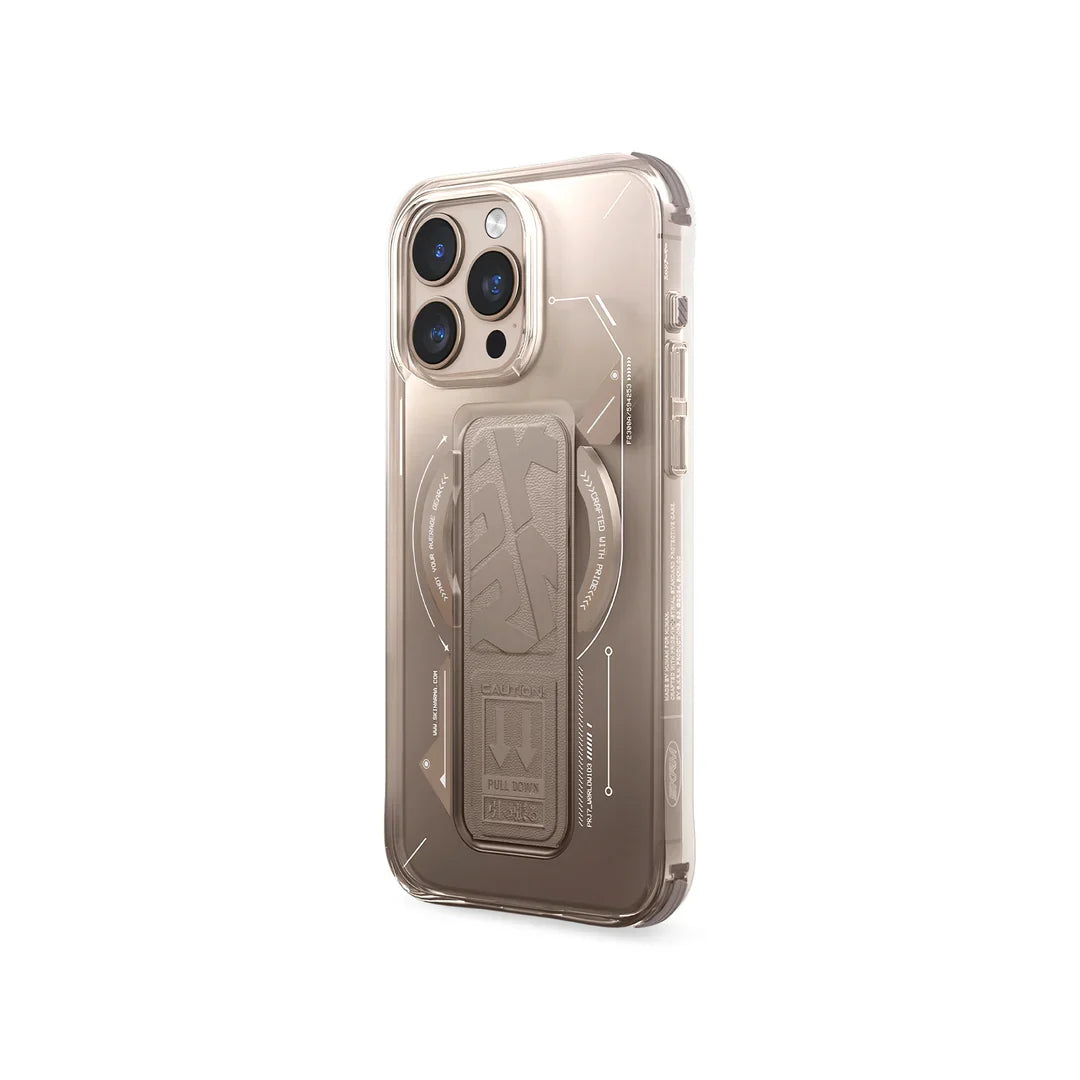 Skinarma iPhone 16 Pro Helio Magsafe Case With Grip Stand | Gold