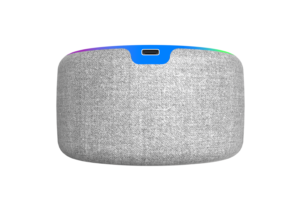 LZEL SonicGlow Horizon  Wake Multifunctional Speaker – Alarm Clock & Wireless Charging Dock | Bamboo/Gray