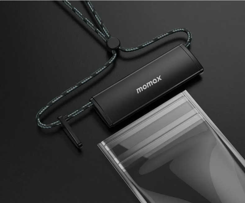 Momax Waterproof Pouch with universal neck strap | Space Grey