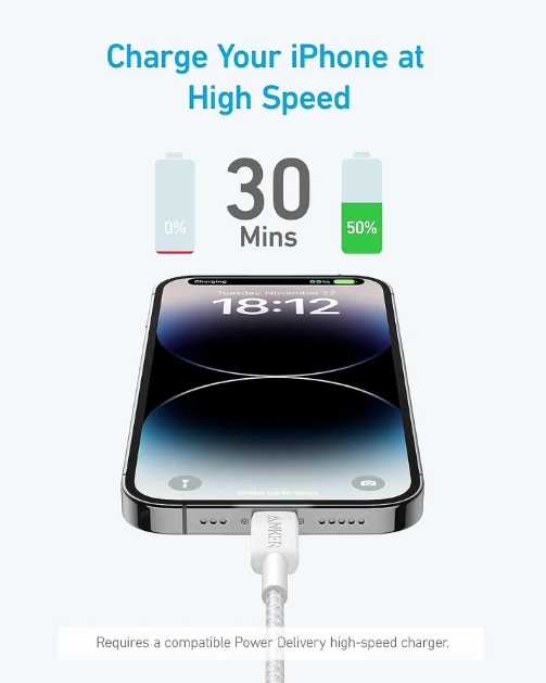 Anker 322 USB-C to Lightning cable 6ft Braided