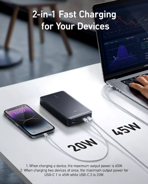 Anker 537 Power Bank Powercore 24000mAh For Laptop And Mobiles 65w Pd