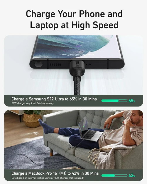 Anker 544 USB-C to USB-C Cable 140W Bio-Nylon 0.9m | Black